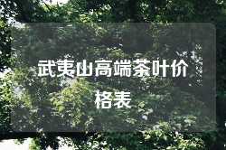 武夷山高端茶叶价格表